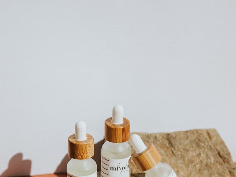 Product photo, skincare bottles with droppers