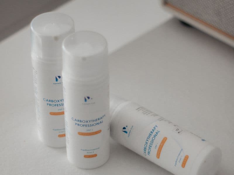 Product photo, three cosmetic bottles