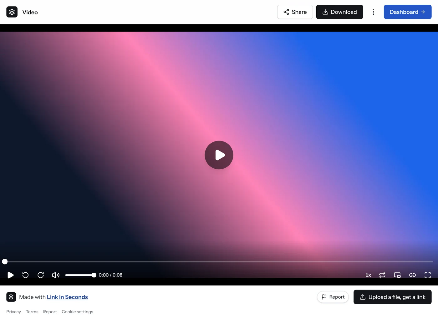 Enlace de video compartido abierto en un navegador con botón de reproducir, barra de búsqueda, velocidad, repetición y pantalla completa